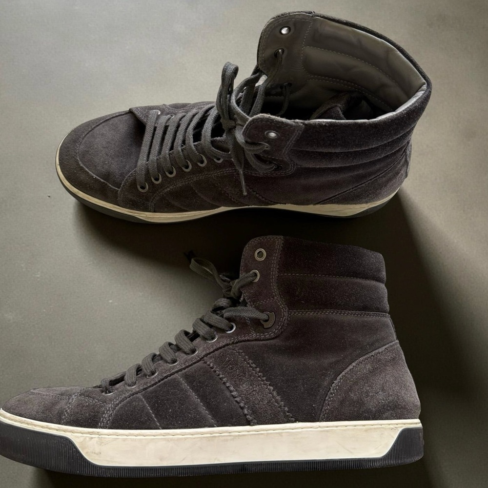 Moncler Dark Suede High-Top Sneakers - Picture 3 of 9